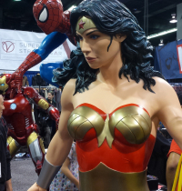 Wonder Woman, Spider-Man, and Iron Man Statue on the floor